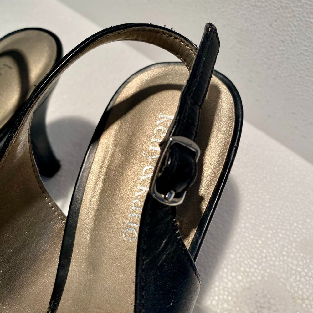 Kelly & Katie Black Leather Open Toe Slingback Heel Size 8.5 - Picture 6 of 7
